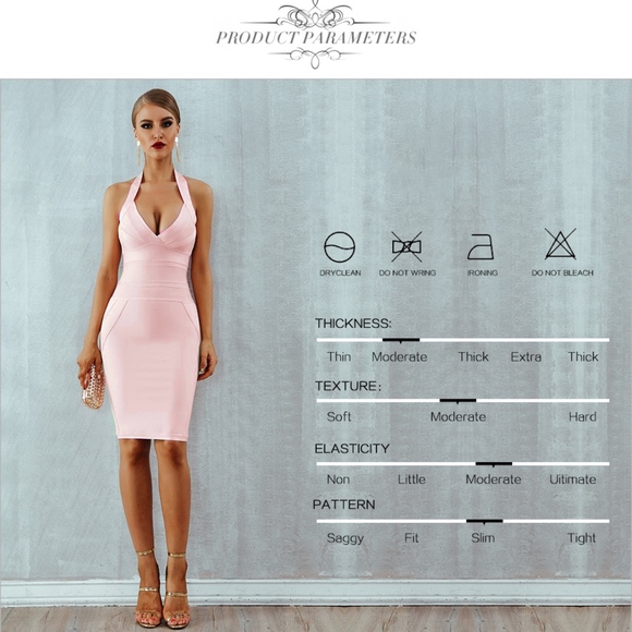 Bandage V-Neck Bodycon Dress in Blush Pink - Picture 5 of 9
